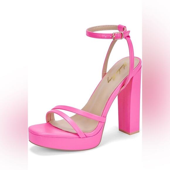 Barbie Pink Strappy Platform Heels Size 7 NWOT - Picture 1 of 3